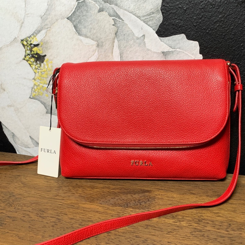 Furla Red Leather Crossbody Bag